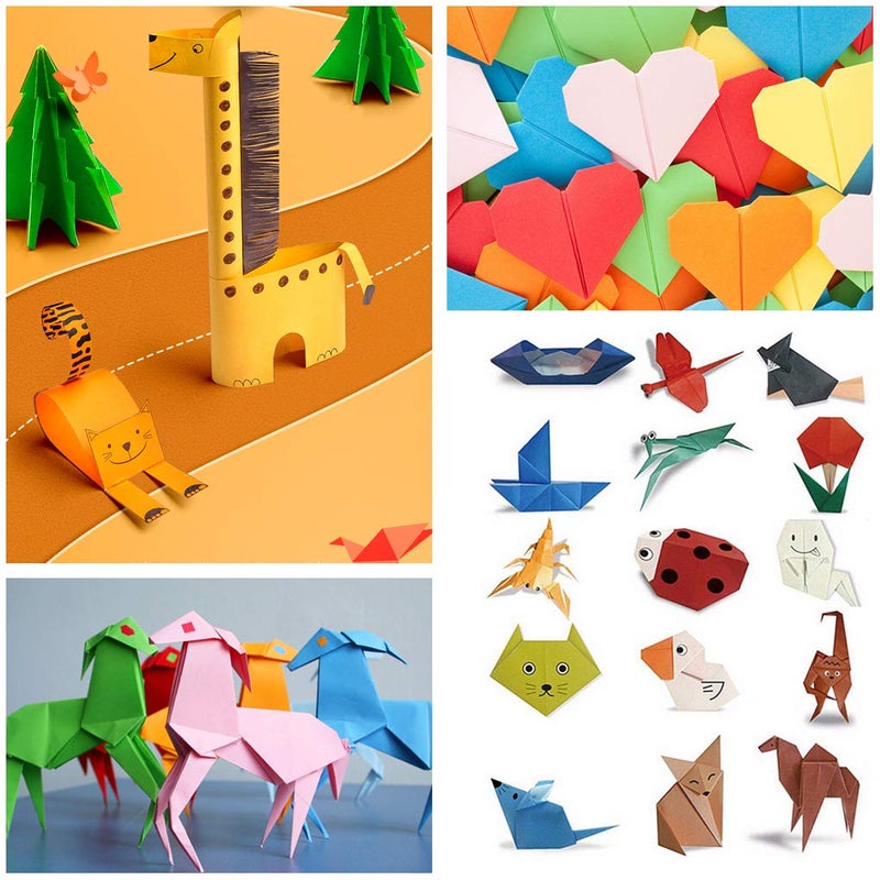 Yimaa 1000 Sheets Origami Paper Assorted Sizes DIY Paper Crafts Double Sided Square Paper for Kids Fold Cranes, Rose, Flowers, Rabbit, Airplanes, Hearts, Dinosaur in 10 Colors - Image 4